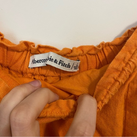 Abercrombie & Fitch Orange Linen Blend Midi Skirt size Large - Picture 6 of 8